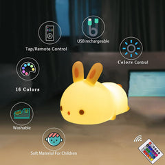 YOTOZU Bunny Night Light with remote control enables easy color changes from bed.