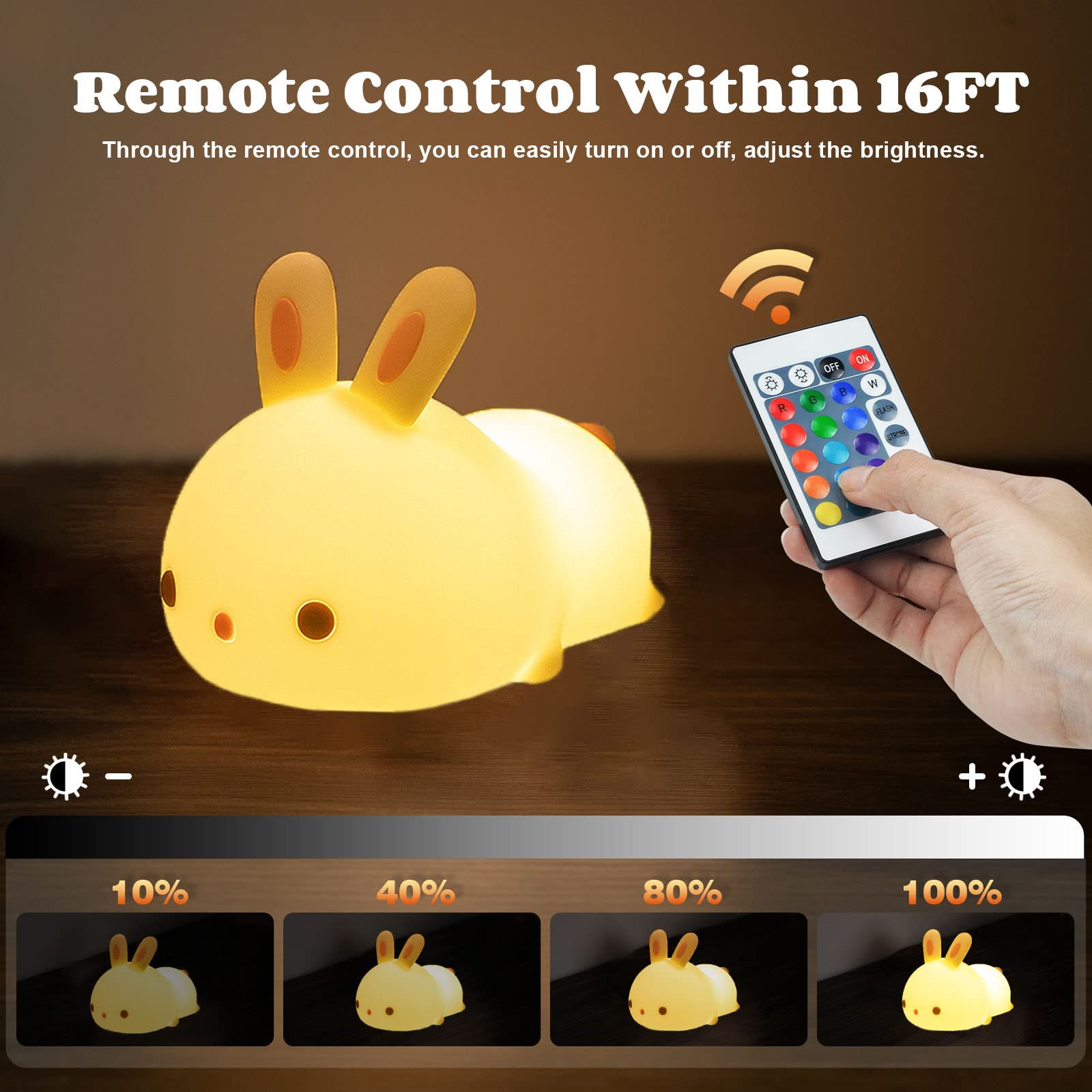 YOTOZU Bunny Night Light is USB rechargeable for long-lasting, ready-to-use glow.