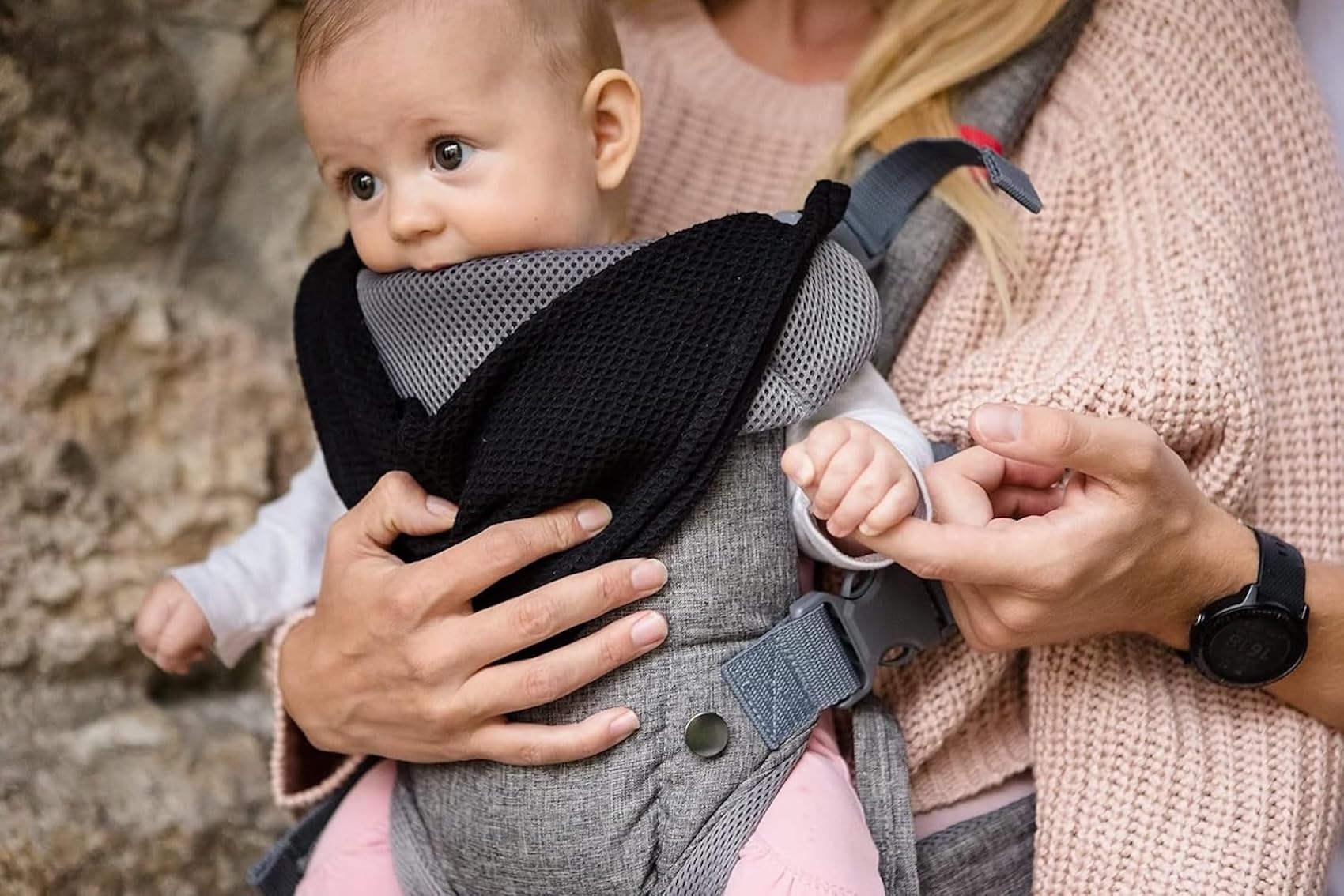 YOU+ME stain-resistant fabric image highlights simple machine-washable cleanup after adventures.