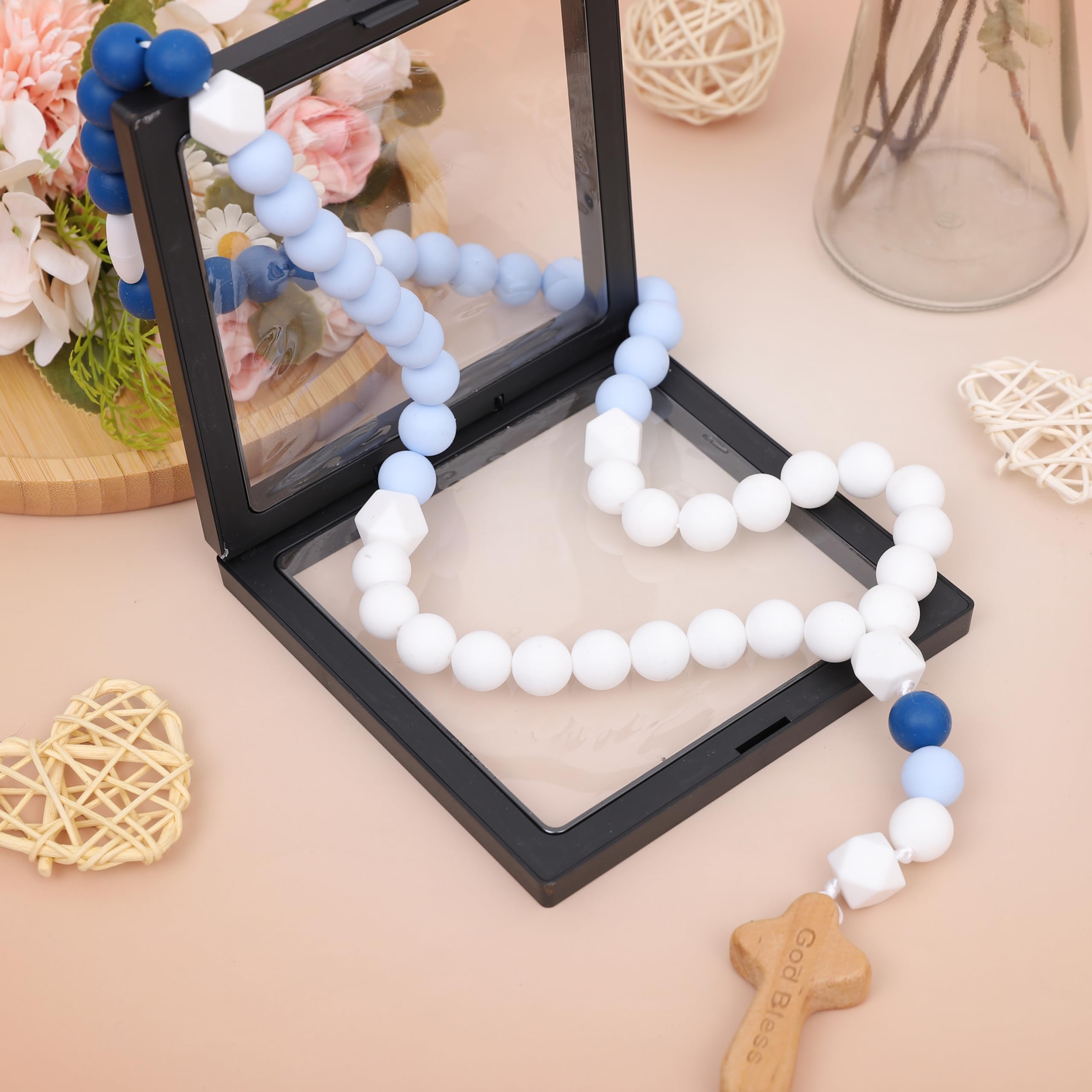 YOUAME First-year birthday rosary use highlights durable beads for gentle play.