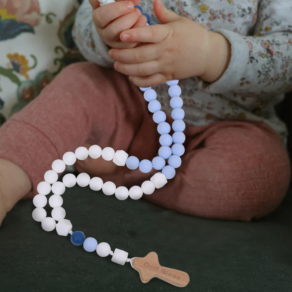 YOUAME God Bless Kids rosary label enhances theme for photos and keepsakes.