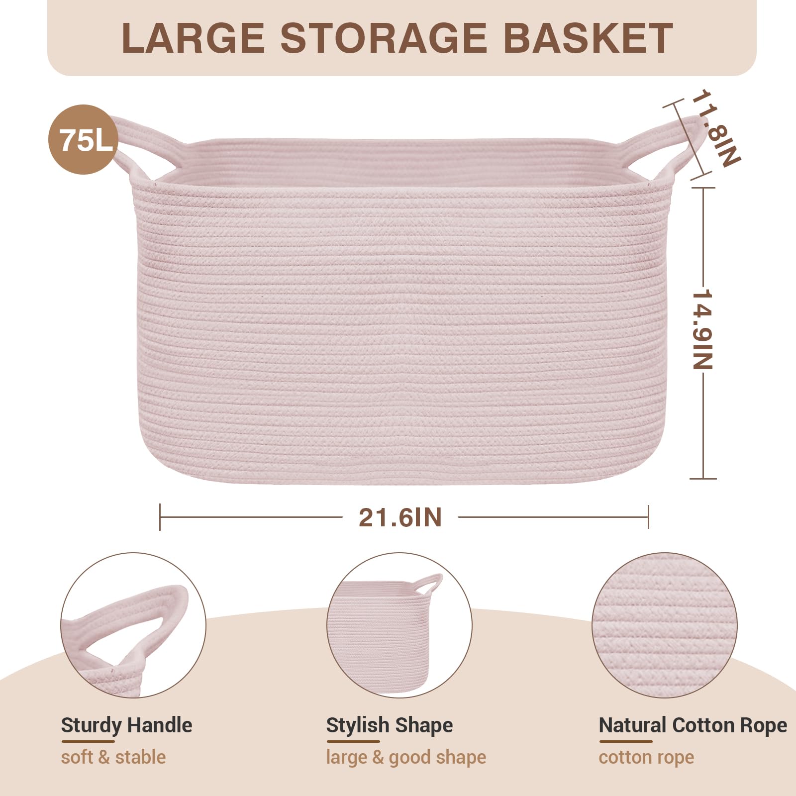 YOUDENOVA rectangle laundry hamper cat-ear handles facilitate easy carrying and relocation