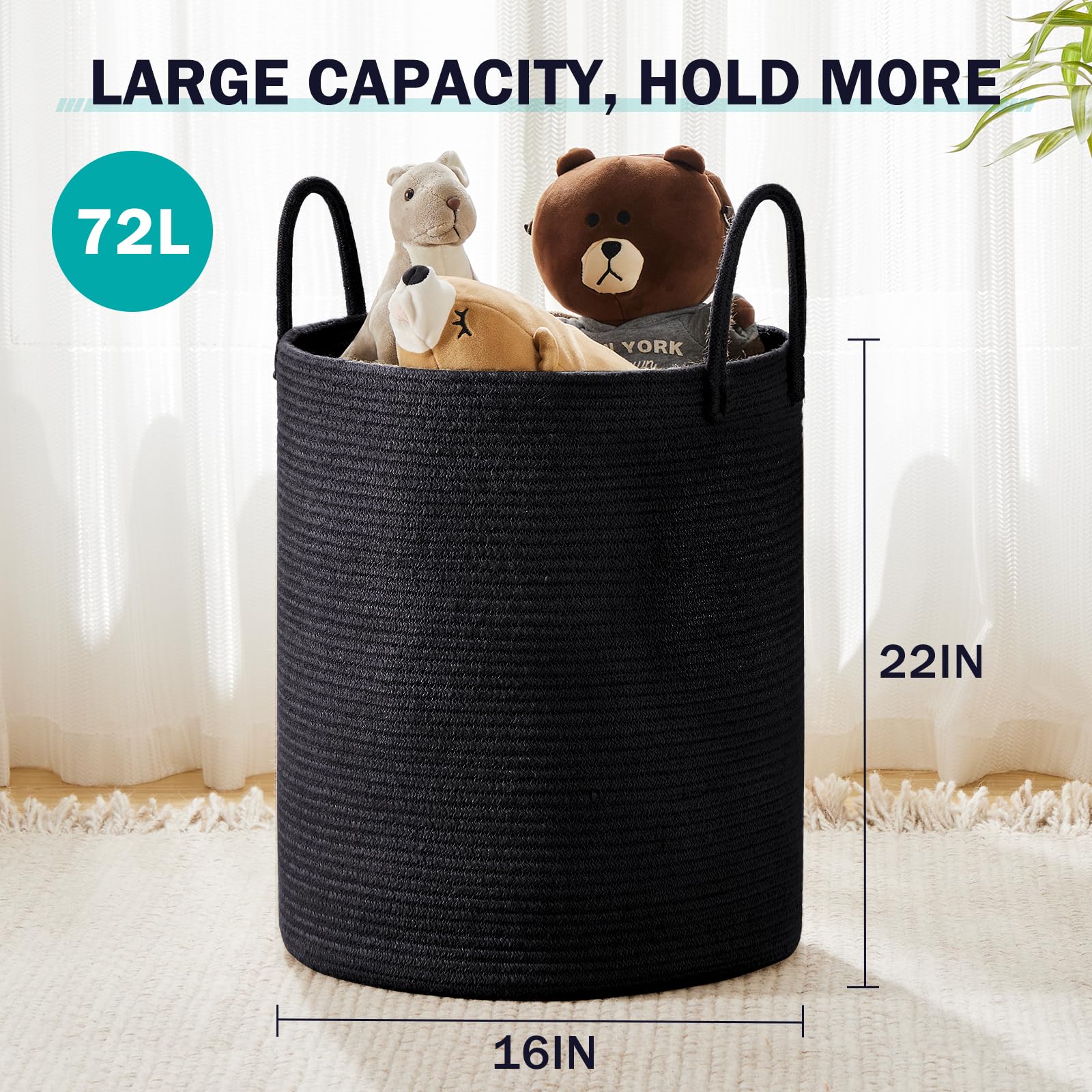 YOUDENOVA 72L capacity basket keeps towels and blankets neatly stored