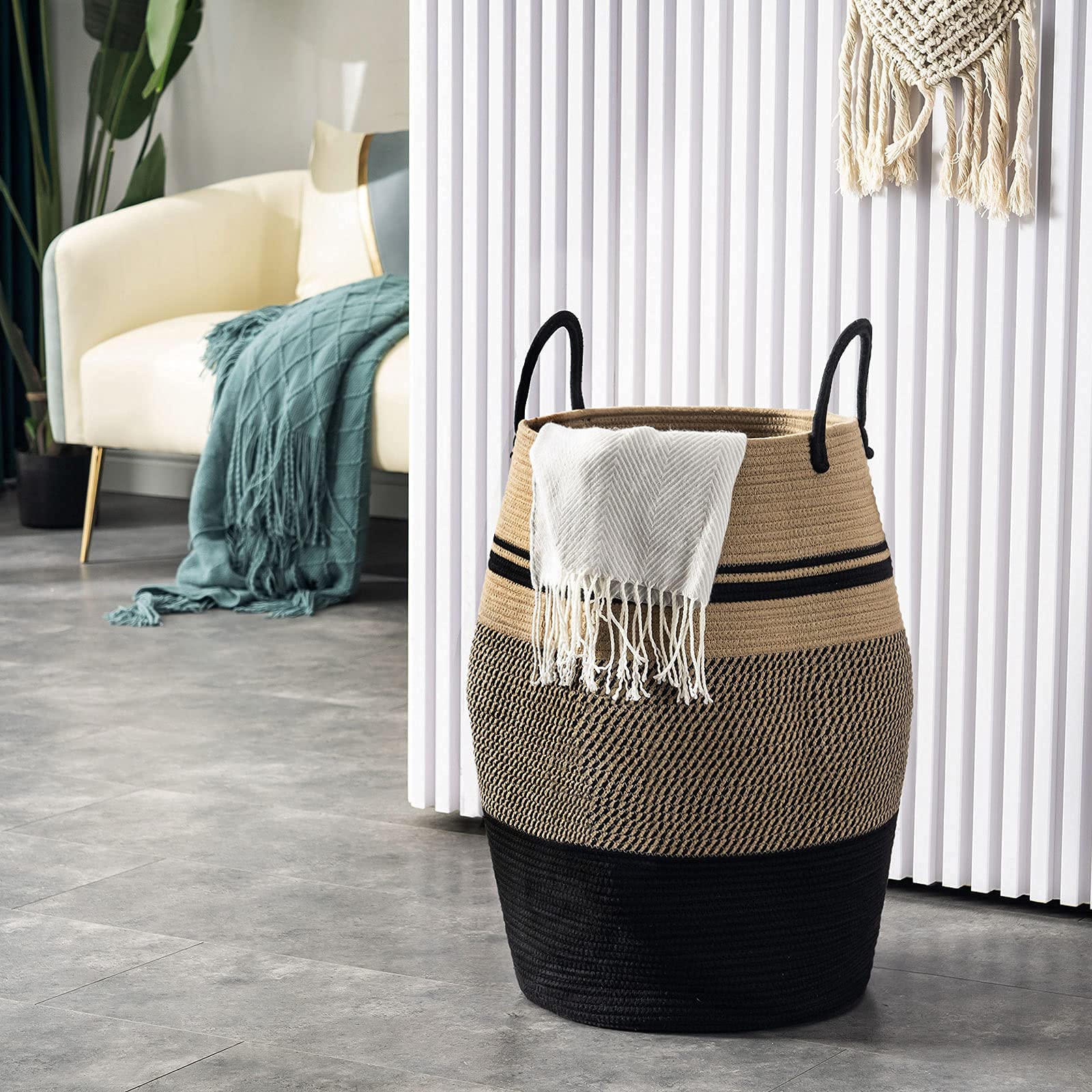 YOUDENOVA jute rope laundry hamper bedroom décor complements natural textures