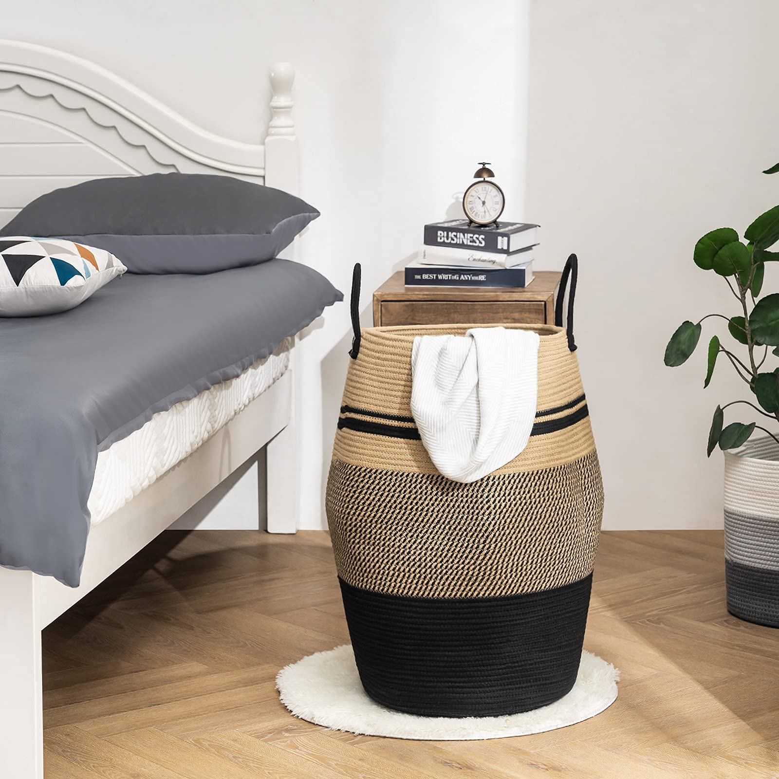 YOUDENOVA jute rope laundry hamper collapsed storage for space saving