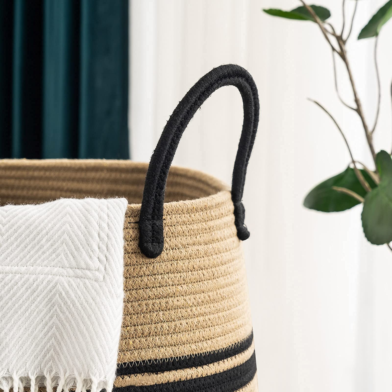 YOUDENOVA jute rope laundry hamper open top for easy access