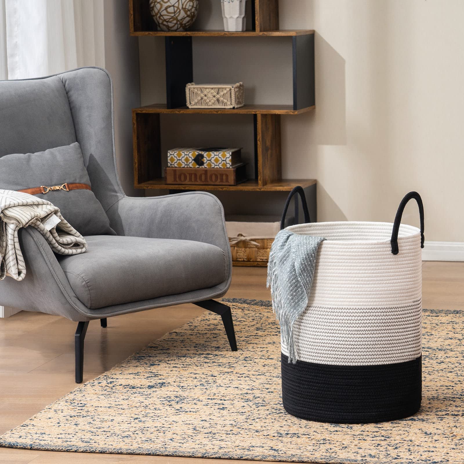YOUDENOVA laundry hamper in nursery or dorm for towels and blankets.