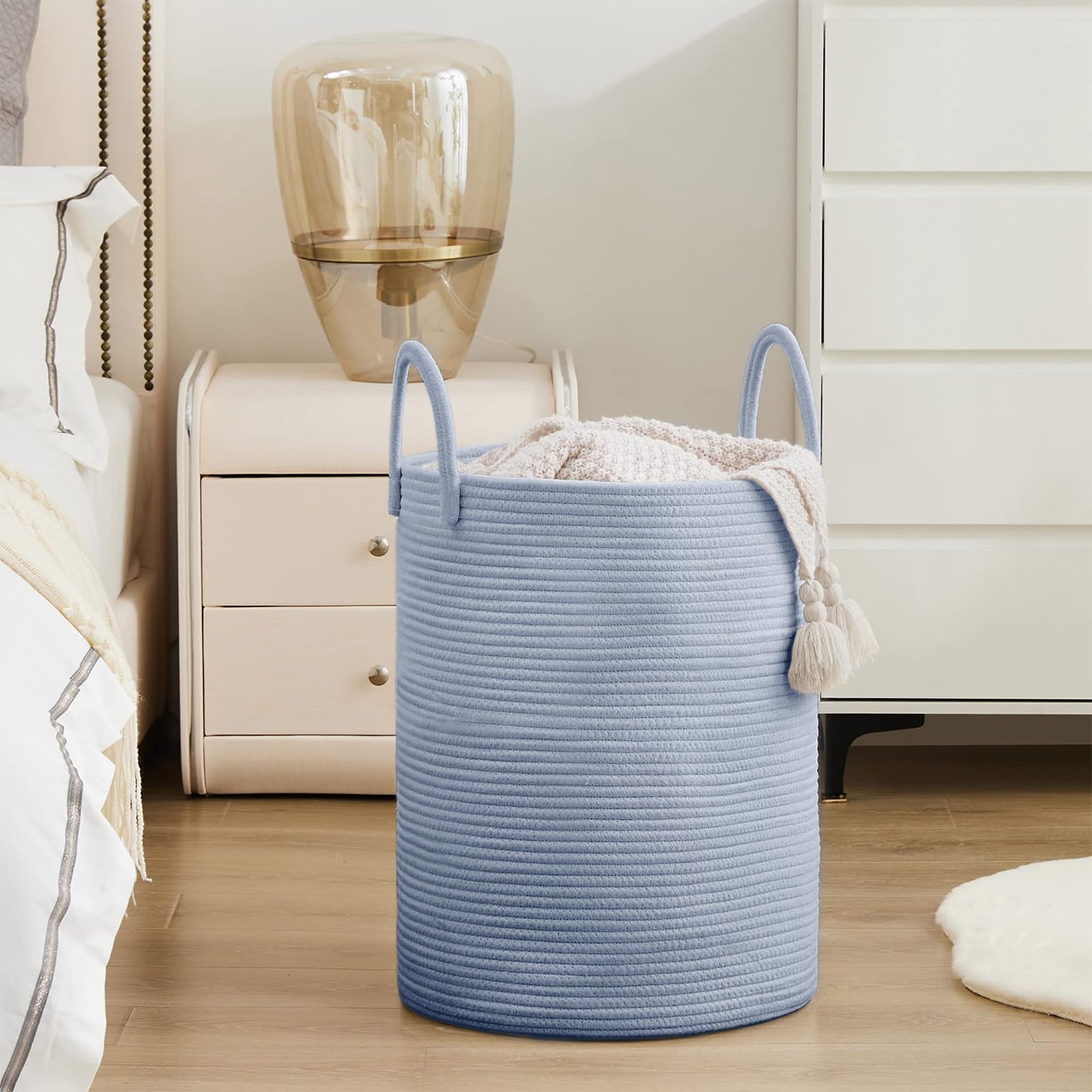 YOUDENOVA laundry hamper basket 58L capacity provides roomy storage.