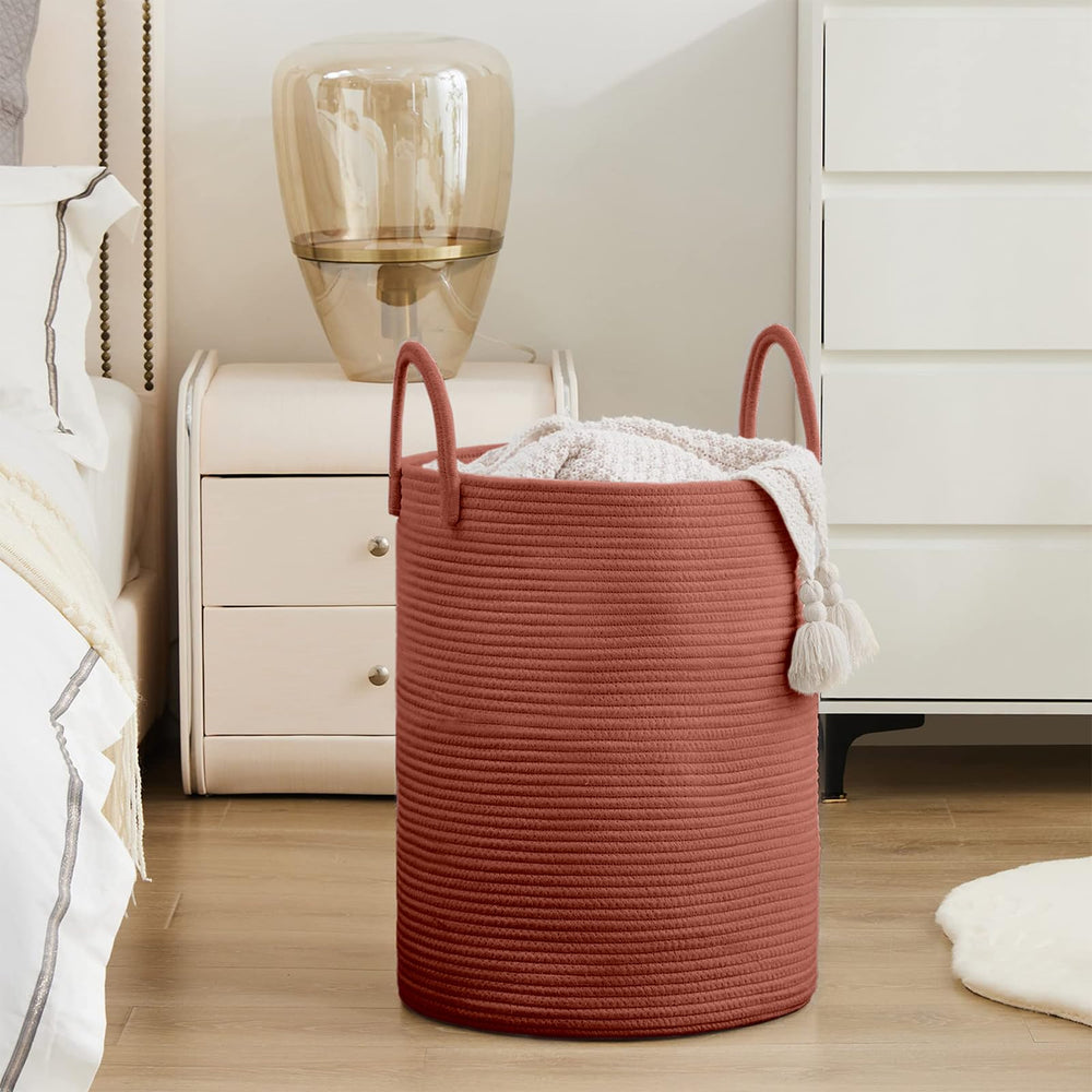 YOUDENOVA laundry hamper basket in nursery-use helps keep blankets and toys organized