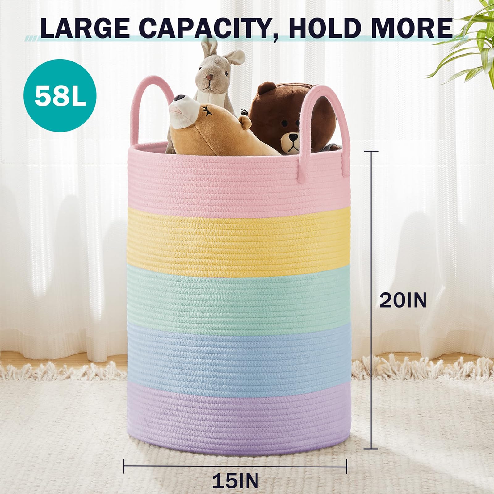 YOUDENOVA blanket storage hamper demonstrates versatile organization for blankets, towels, and toys.