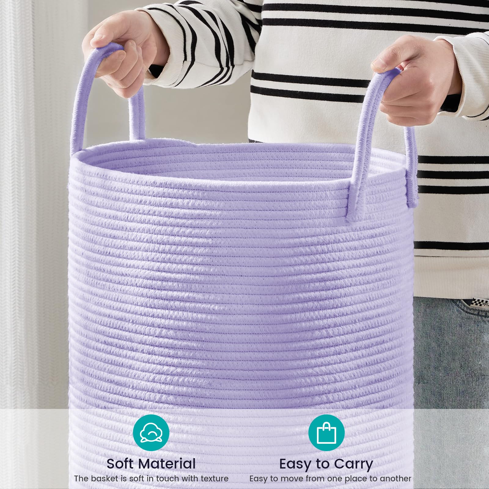 YOUDENOVA laundry hamper reinforced handles ease carrying full loads