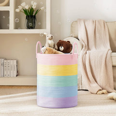 YOUDENOVA tall 58L hamper showcases spacious blanket and clothes storage for bedrooms.