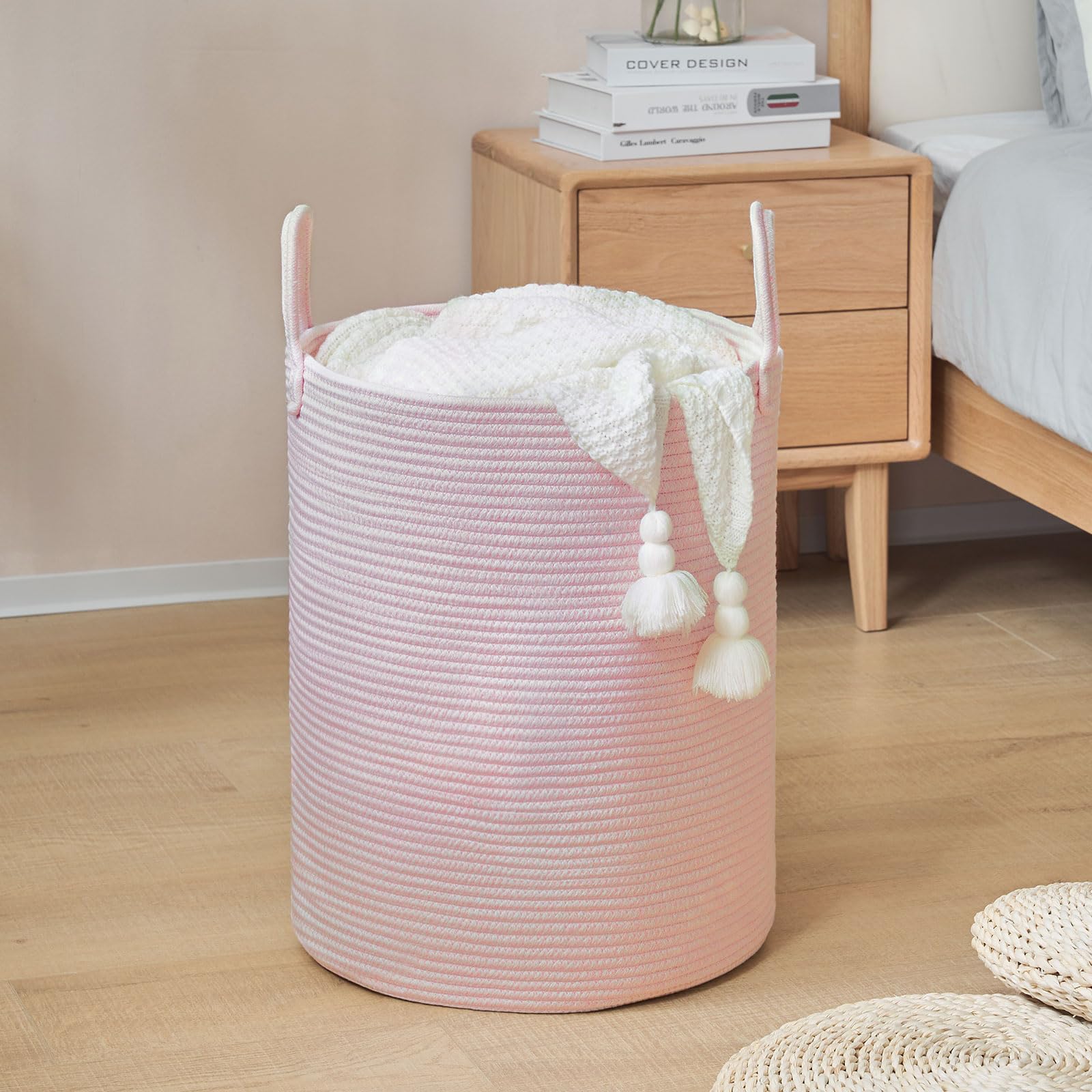 YOUDENOVA tall laundry hamper with reinforced handles for easy transport