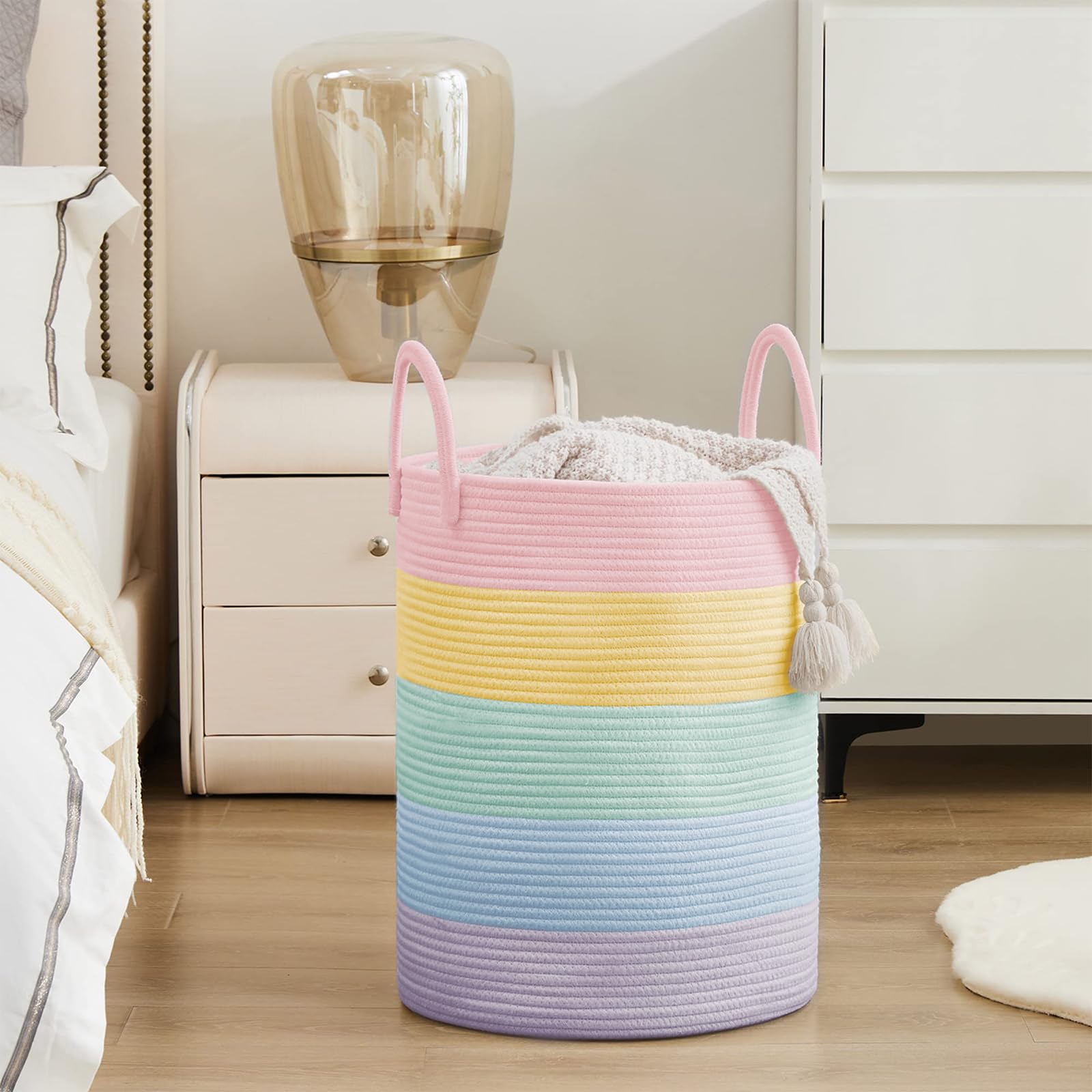 YOUDENOVA foldable, washable hamper saves space and stays tidy in bathrooms or laundry rooms.