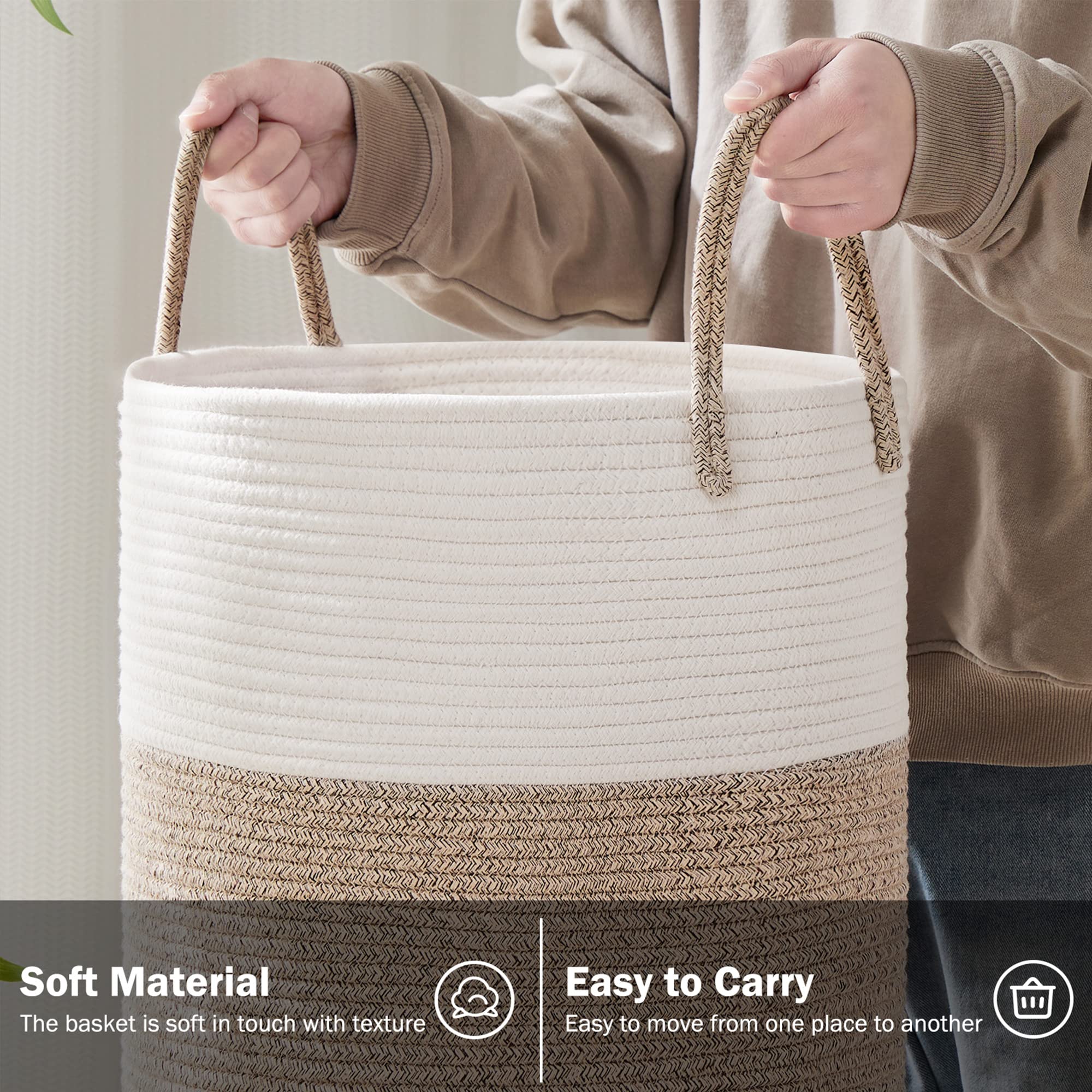YOUDENOVA strong handle laundry hamper—easy to tote between rooms.