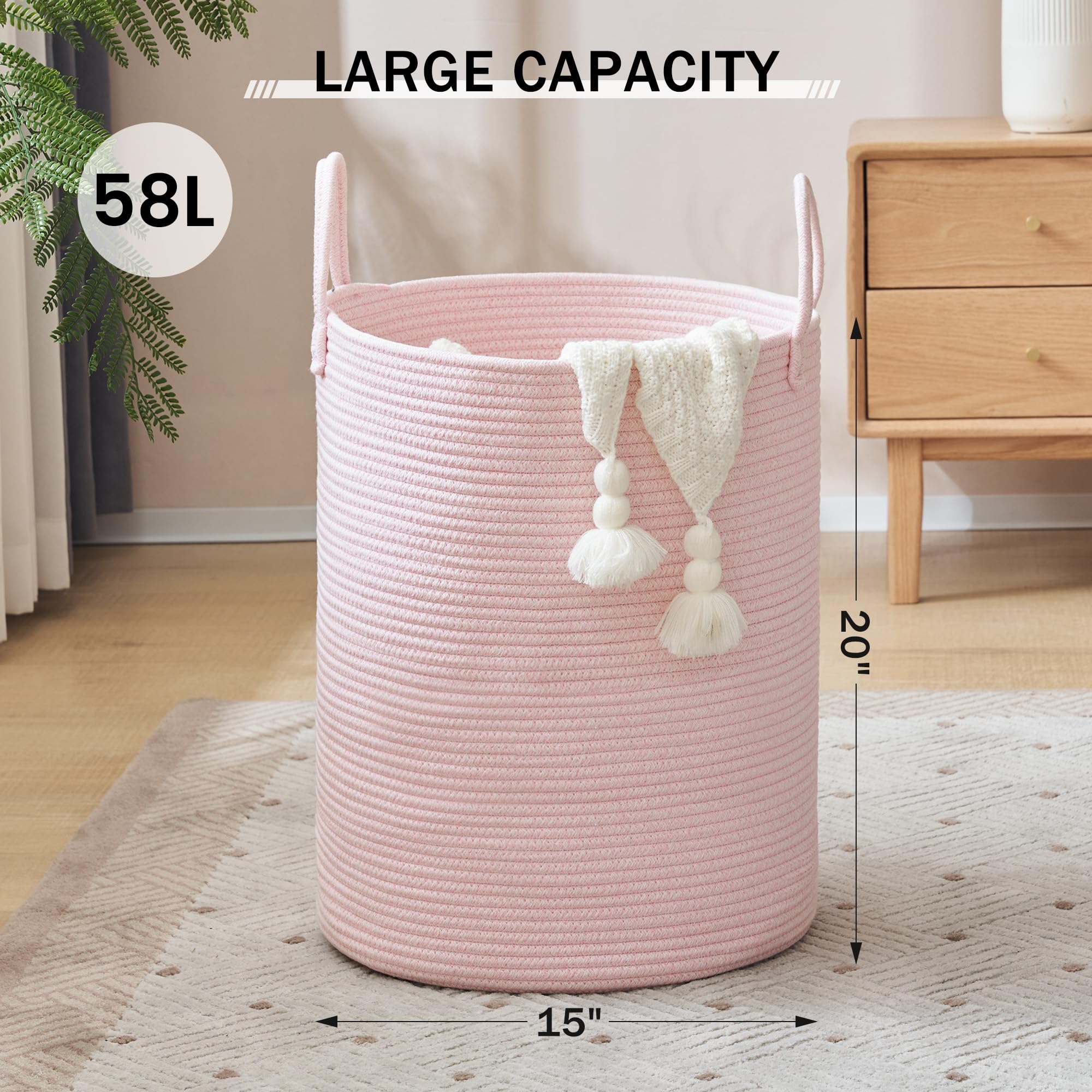 YOUDENOVA laundry hamper with sturdy handle ready for upstairs transport