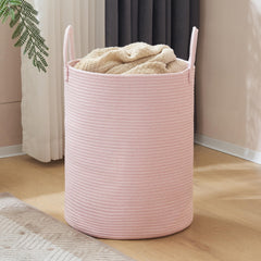 YOUDENOVA tall hamper in pink fits bedroom and nursery storage