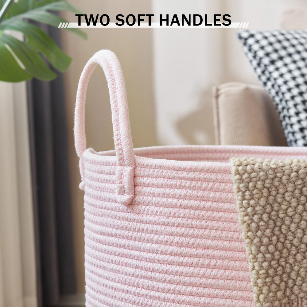 YOUDENOVA woven rope basket collapsed flat for space-saving storage