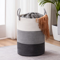 YOUDENOVA woven rope laundry hamper 58L round, spacious storage for bulky clothes