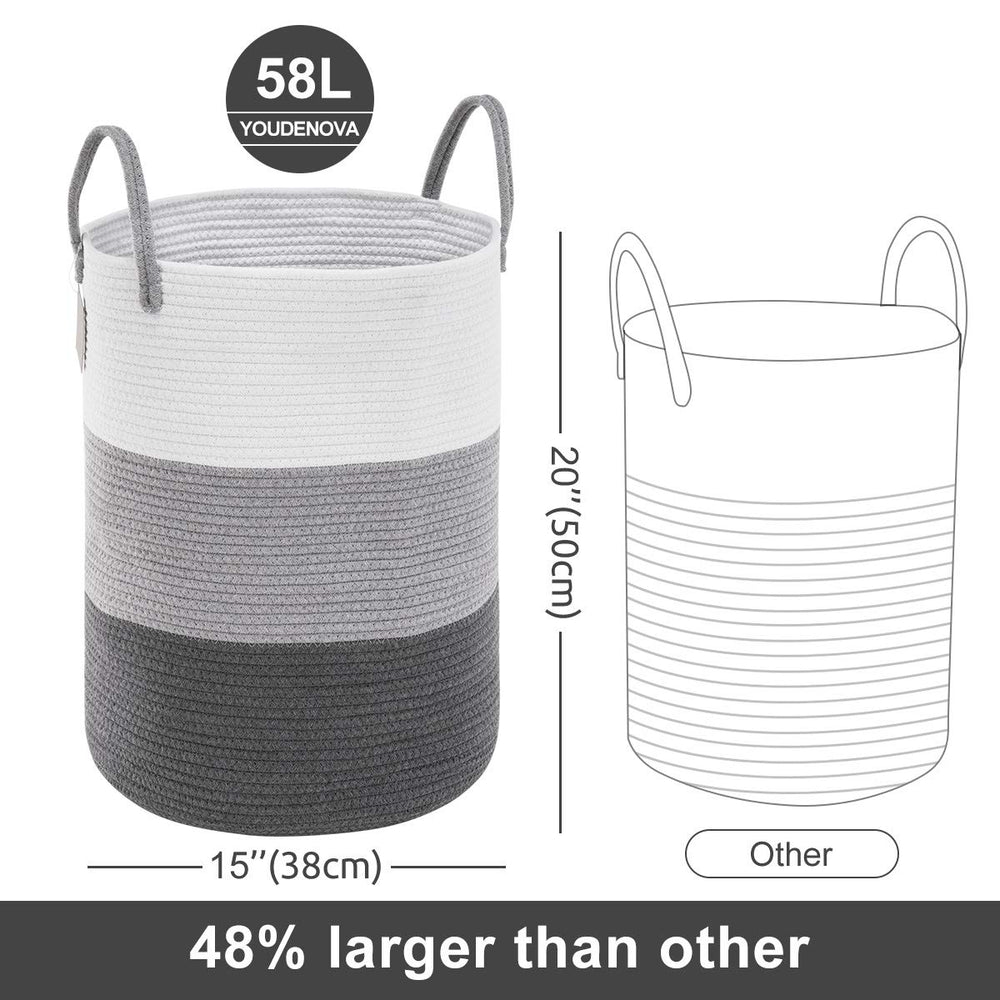 YOUDENOVA woven rope laundry hamper bedroom nordic, fits modern decor while tidying essentials