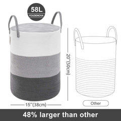 YOUDENOVA woven rope laundry hamper bedroom nordic, fits modern decor while tidying essentials