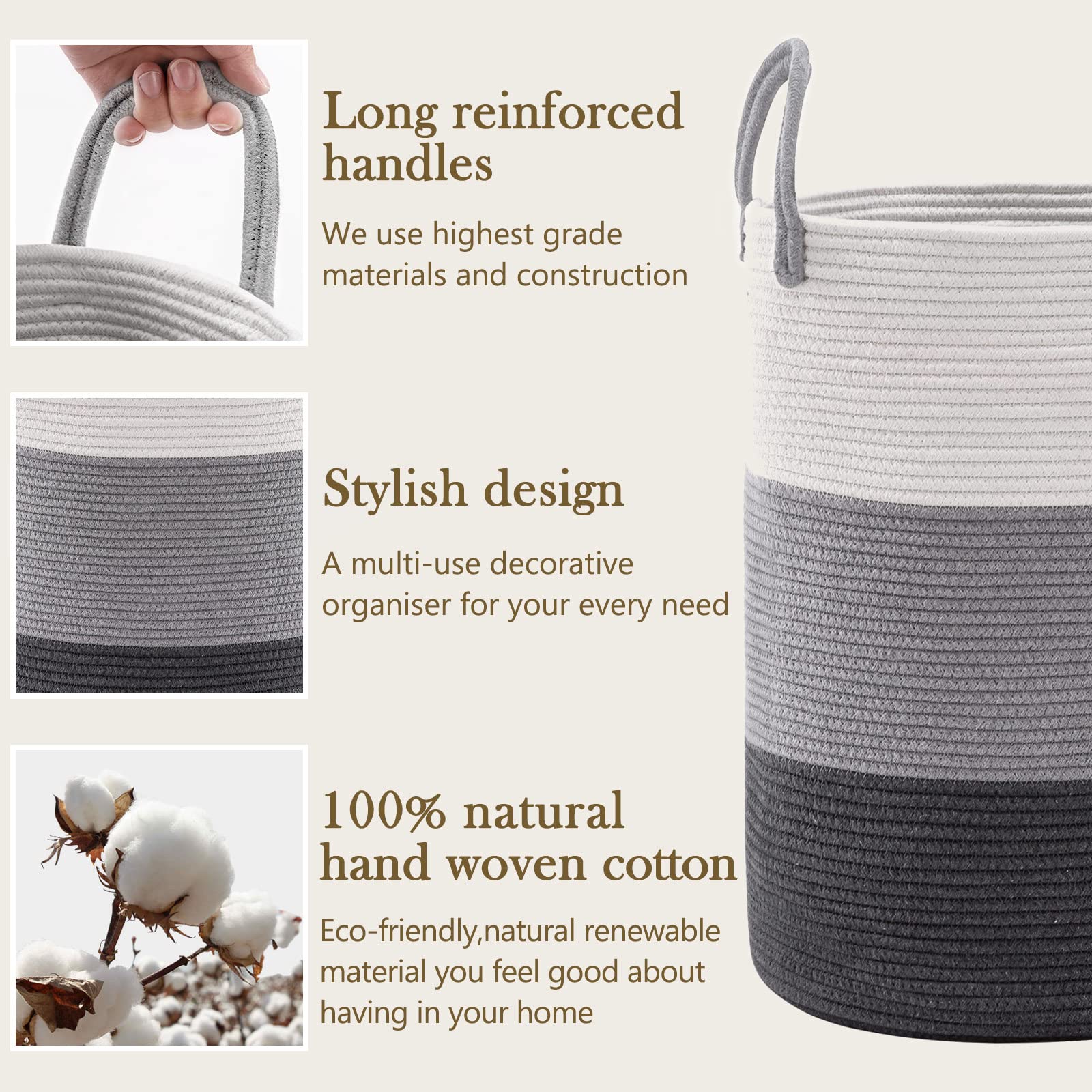 YOUDENOVA woven rope laundry hamper folded-storage, simple to collapse when not in use