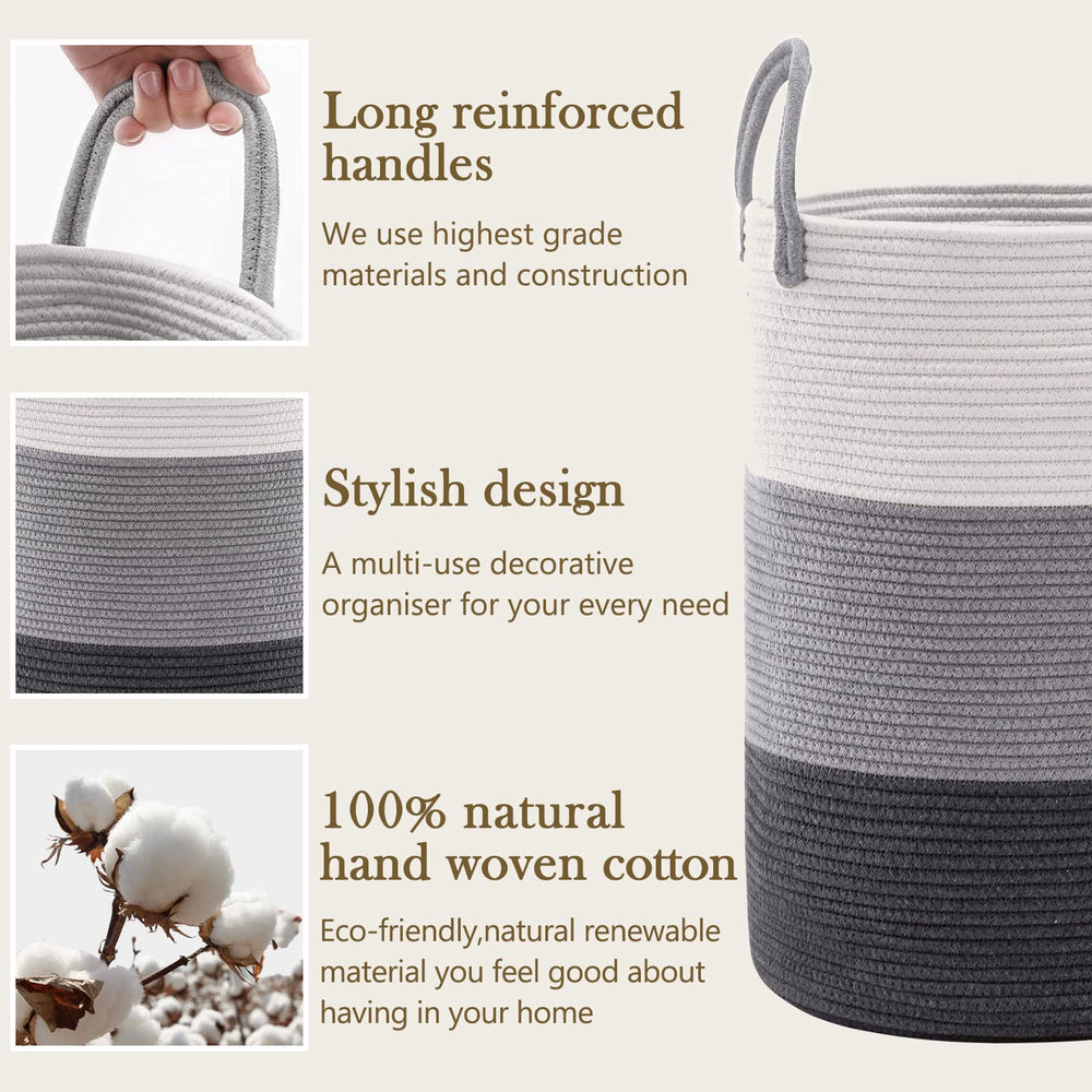 YOUDENOVA woven rope laundry hamper folded-storage, simple to collapse when not in use