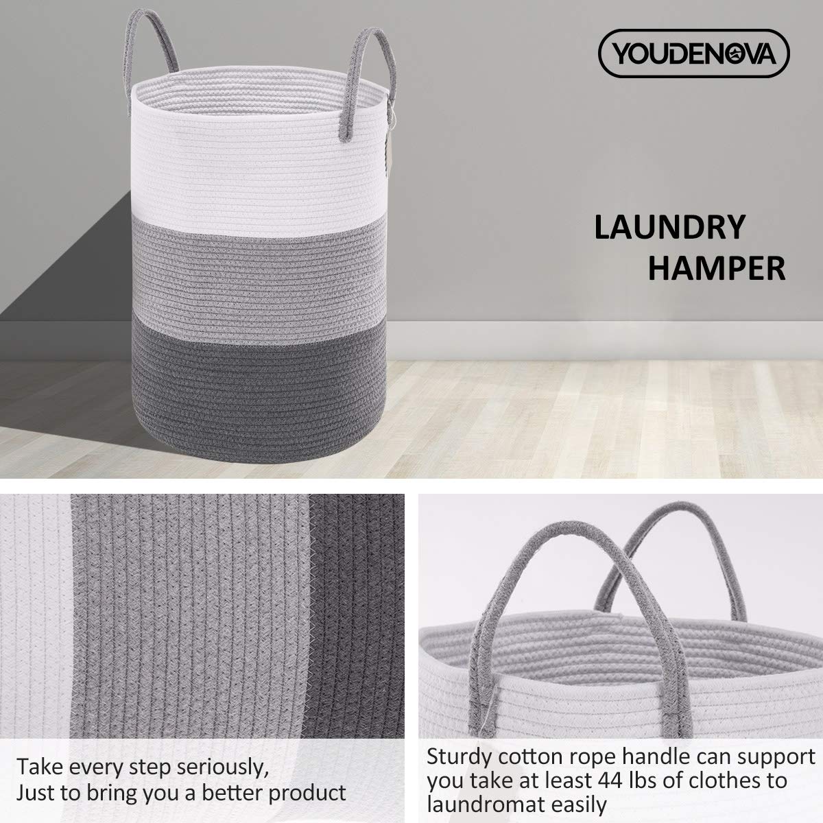 YOUDENOVA woven rope laundry hamper living-room-setup, adds Nordic charm while concealing laundry