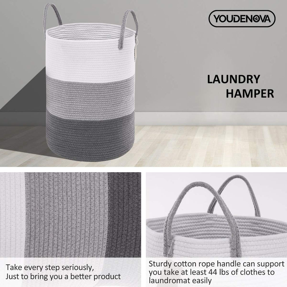 YOUDENOVA woven rope laundry hamper living-room-setup, adds Nordic charm while concealing laundry