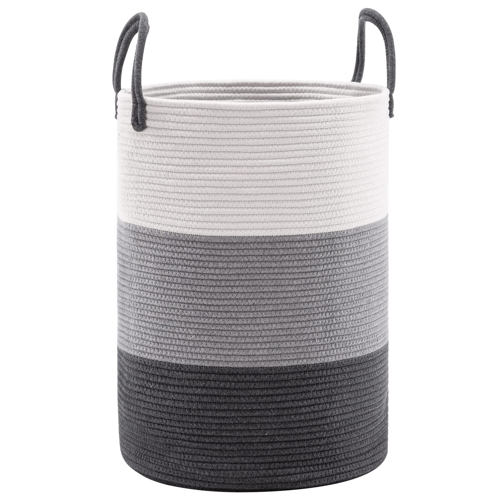 YOUDENOVA woven rope laundry hamper tote-handle, easy transport for laundry or toys