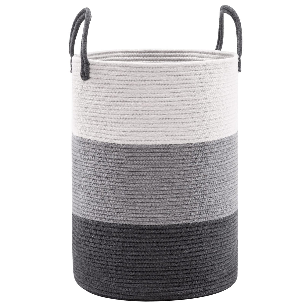 YOUDENOVA woven rope laundry hamper tote-handle, easy transport for laundry or toys