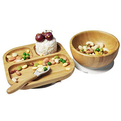 Youkoo bamboo and silicone materials provide natural durable dinnerware.