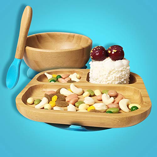 Youkoo blue dinnerware set shown for family dining and self-feeding.
