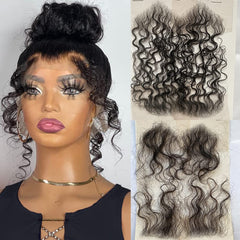YOUNG BEAUTY Swiss lace baby hair stripes view highlighting seamless blend.