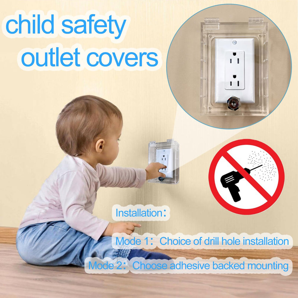 Young Dance baby-proof outlet cover closeup highlights child safety without altering wall aesthetics.