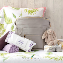 Dispensing feature of Young Living Seedlings Baby Wipes with reseal cap
