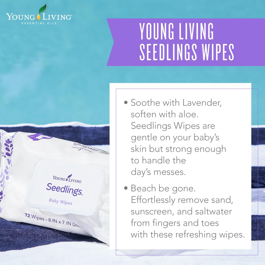 Face-use scene with Young Living Seedlings Baby Wipes for gentle cleansing