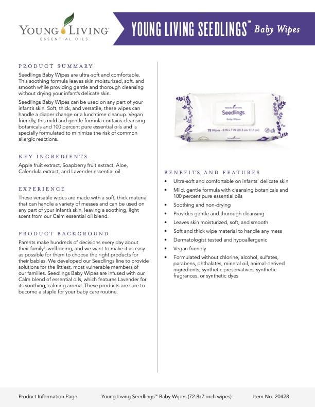 Water-infused formulation of Young Living Seedlings Baby Wipes emphasizes hydration