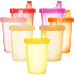 Youngever 7-pack pink sippy cups in seven shades for easy hydration on the go.