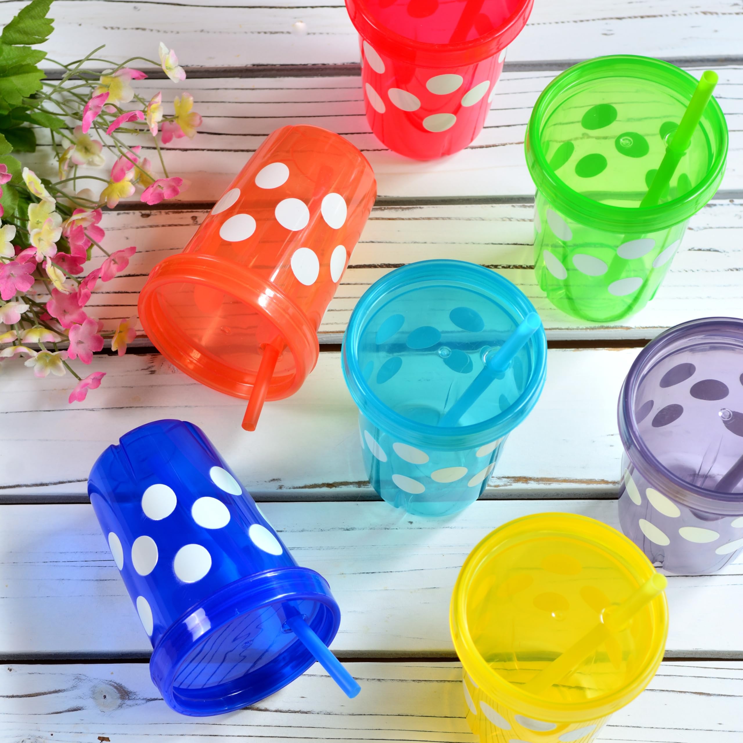 Youngever polka 11oz cups in assorted colors support party and home gatherings.