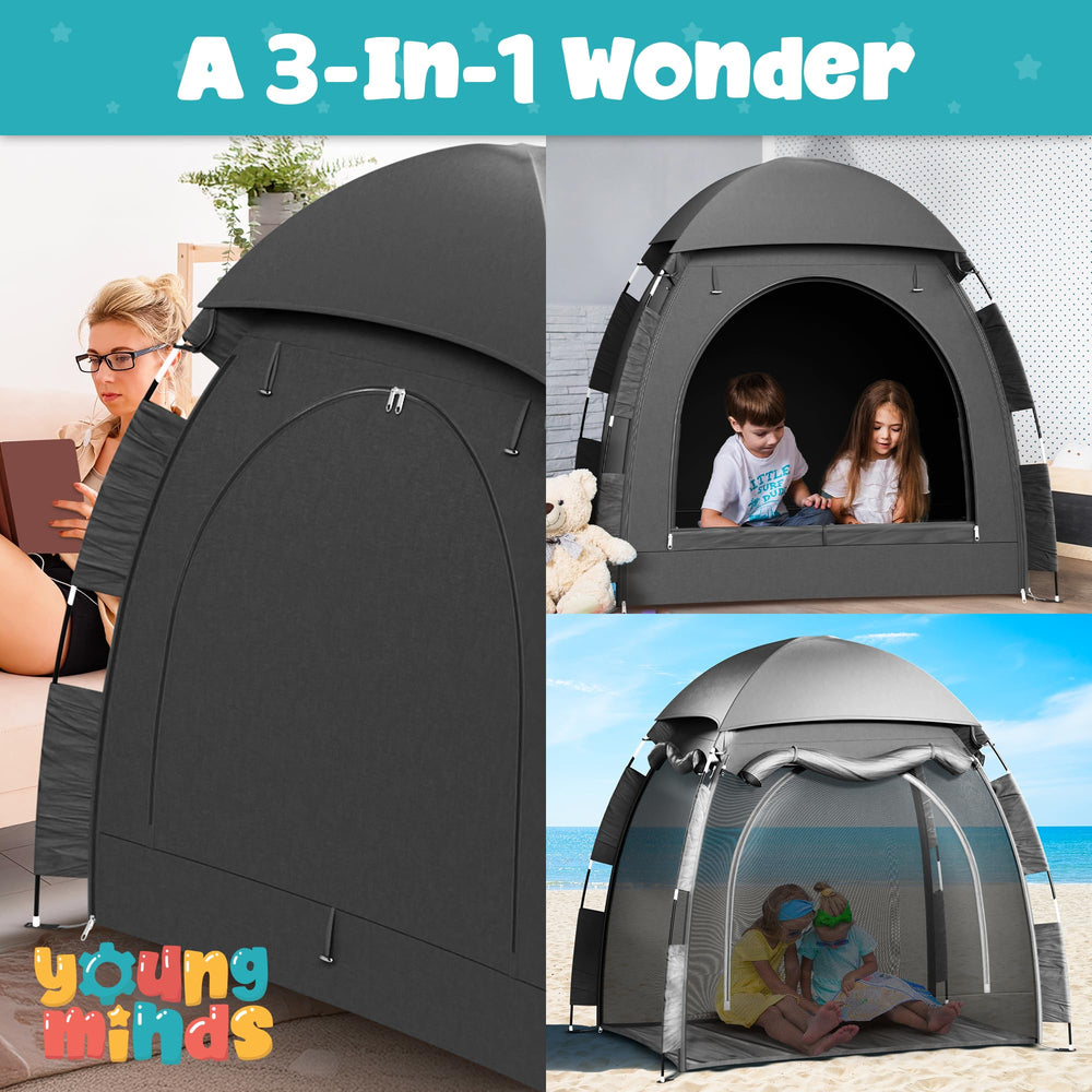 YoungMinds dual-door access pack n play for easy supervision