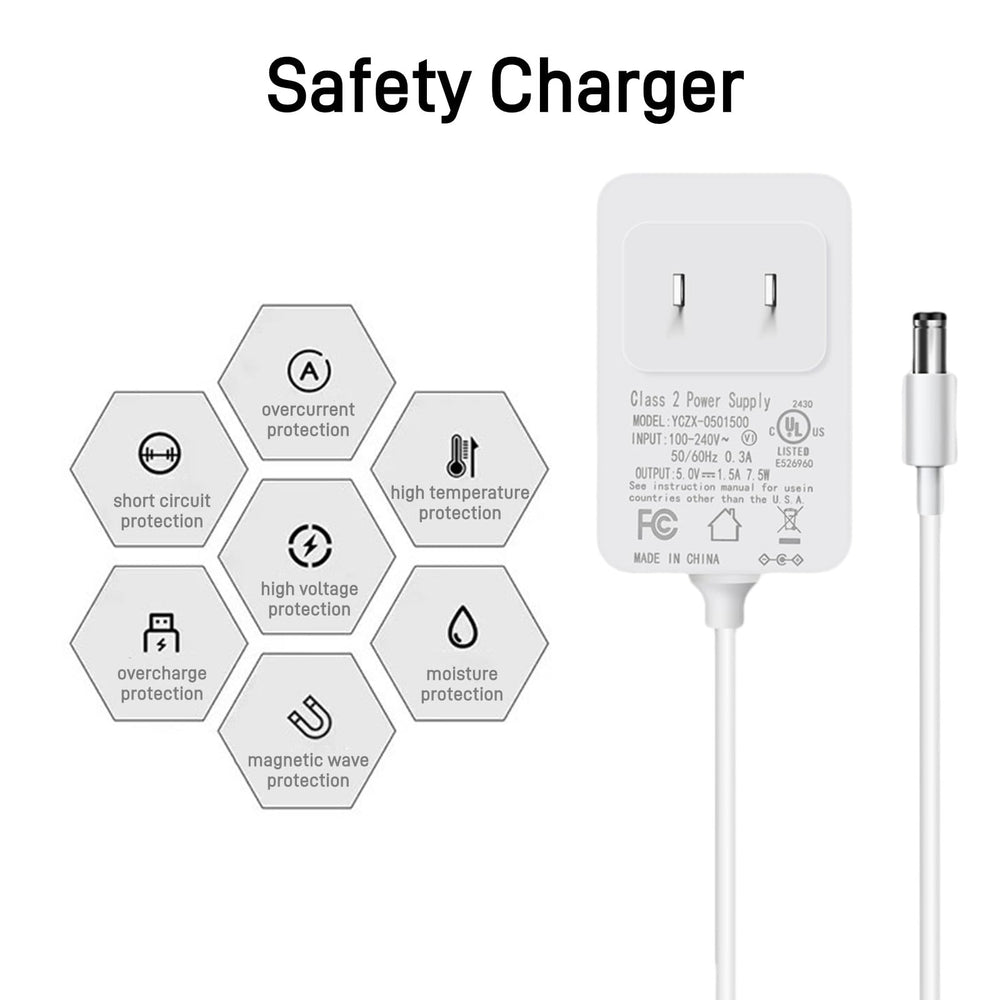 YOUNGPRO white 5V 1.5A power adapter delivers reliable swings