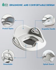 Youocomu Potty Seat splash-guard helps minimize splashes for a cleaner bathroom.