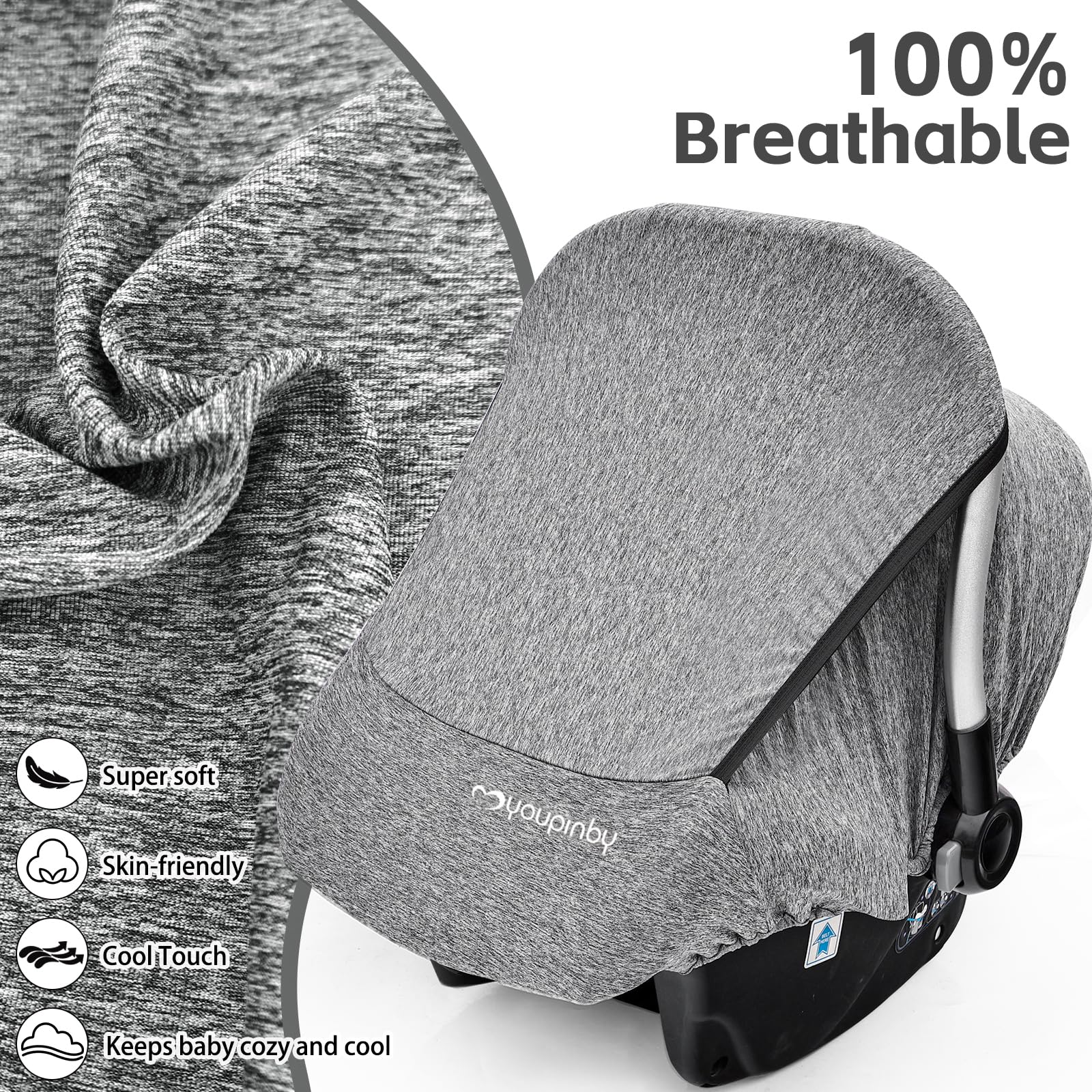Youpinby car seat cover gray with mesh window for airflow and privacy
