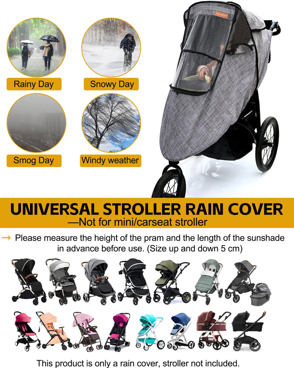 Youpinby stroller rain cover grey compact when folded for travel