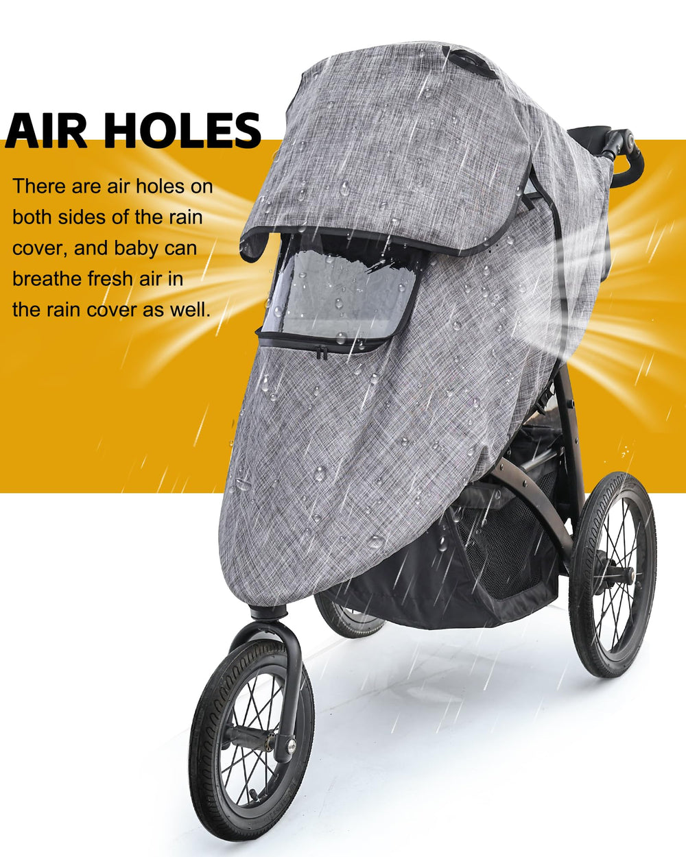 Youpinby stroller rain cover grey reflective straps enhance night safety
