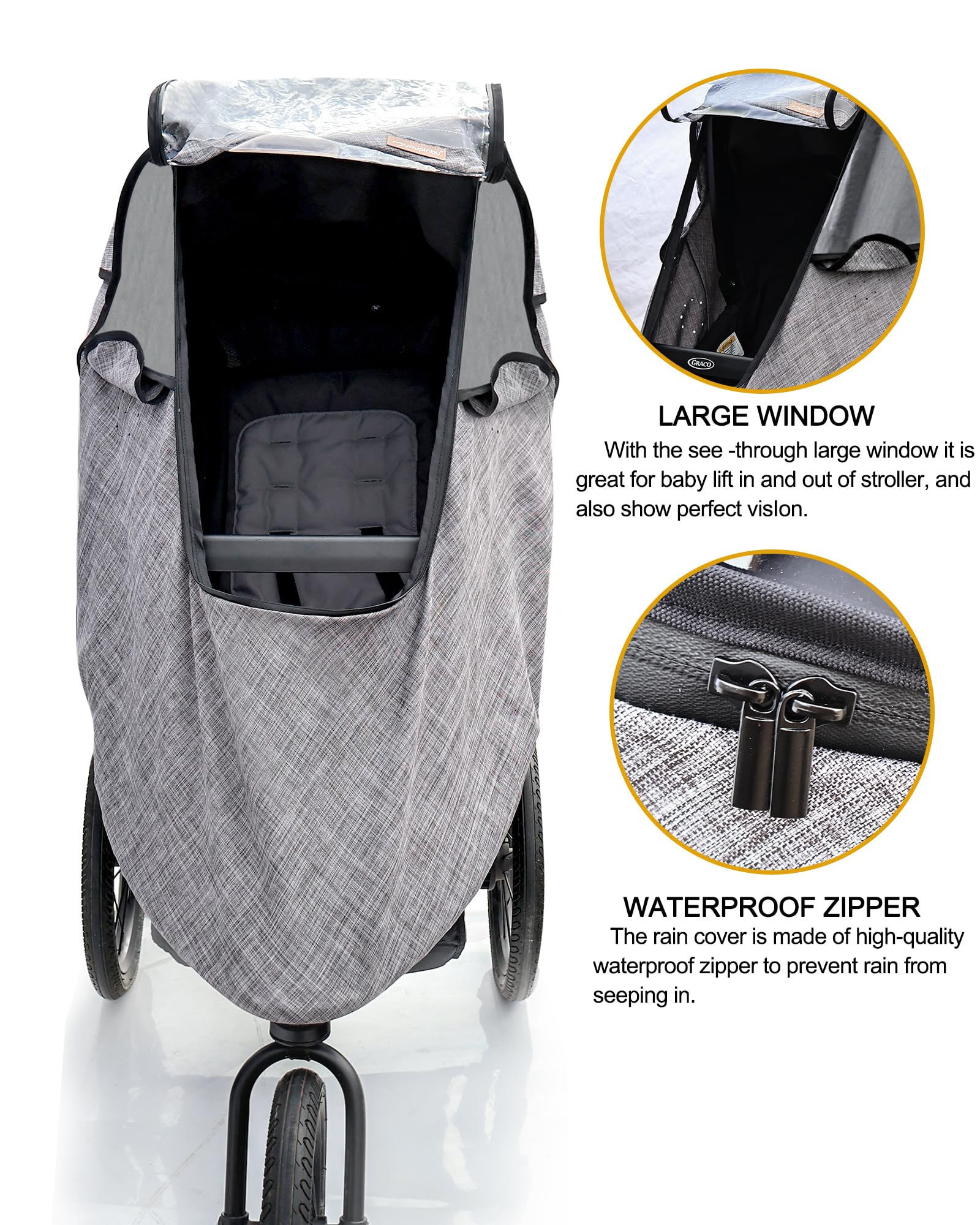 Youpinby stroller rain cover grey see-through window improves baby visibility