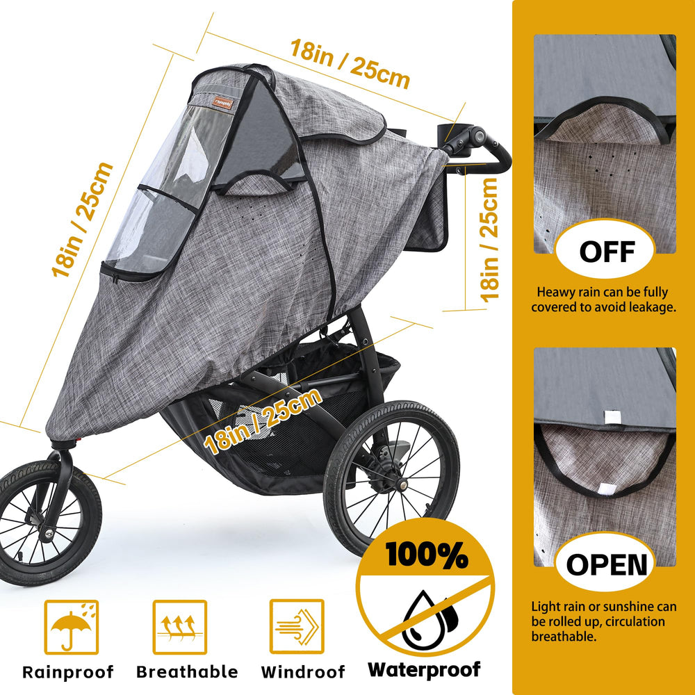 Youpinby stroller rain cover grey ventilation holes promote easier breathing