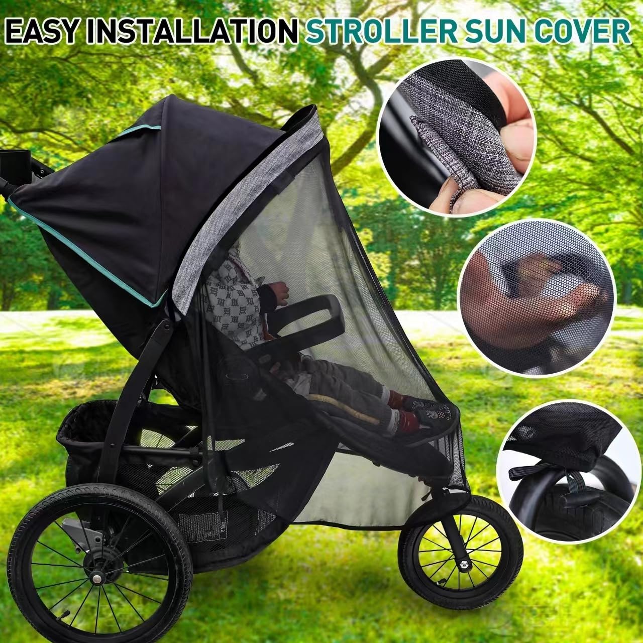 Youpinby Stroller Sun Shade breathable mesh promotes airflow and comfort