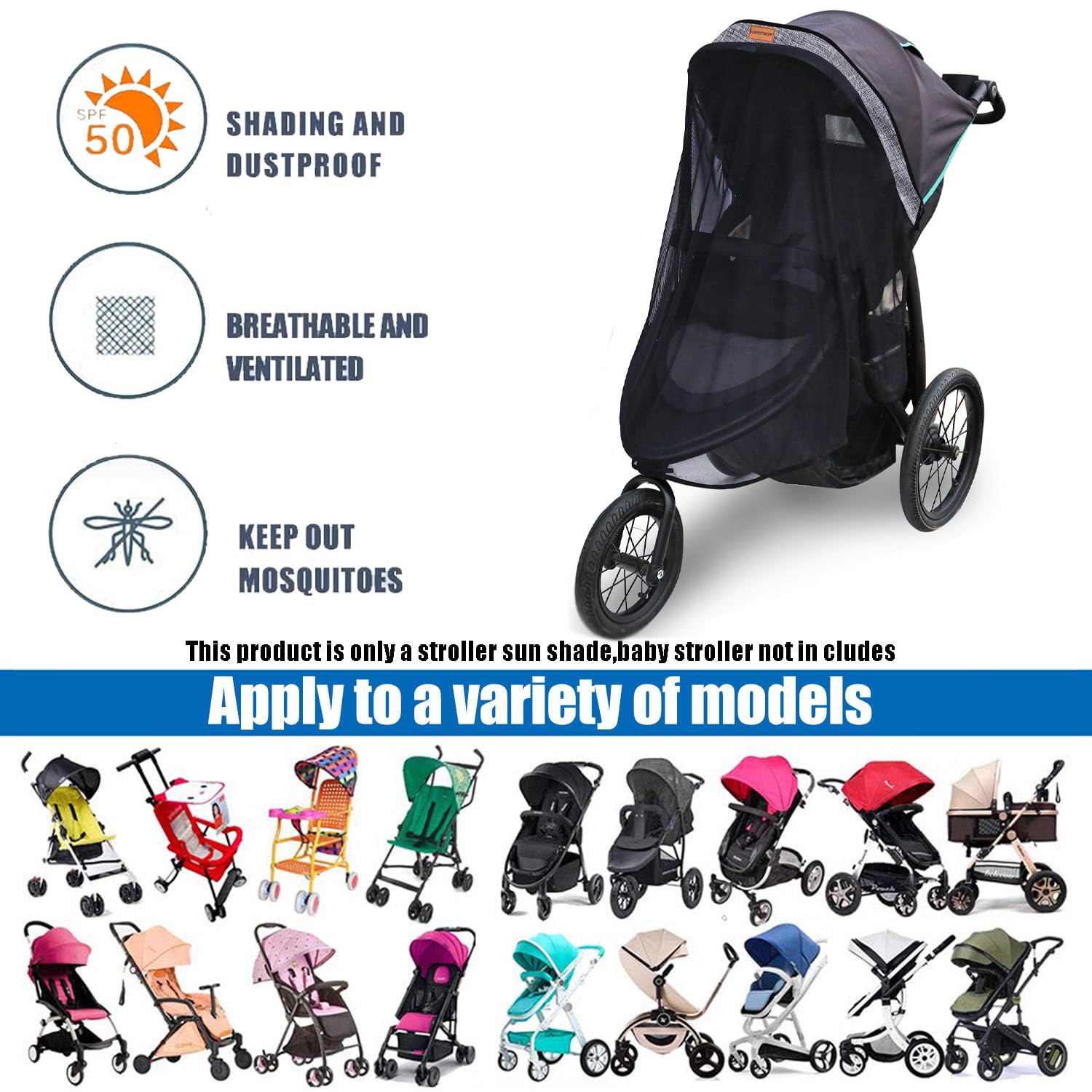 Youpinby Stroller Sun Shade universal fit works with most stroller models